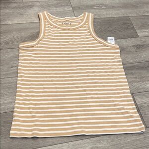 LOFT Beige and White Striped Sleeveless Top